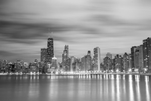 chicago skyline at night lakeshore drive  